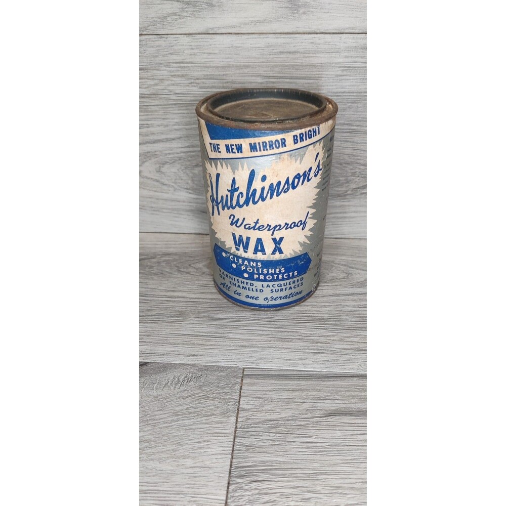 VTG Hutchinson's Waterproof Wax Can Paper Tin Composite Hutchinson Empt
